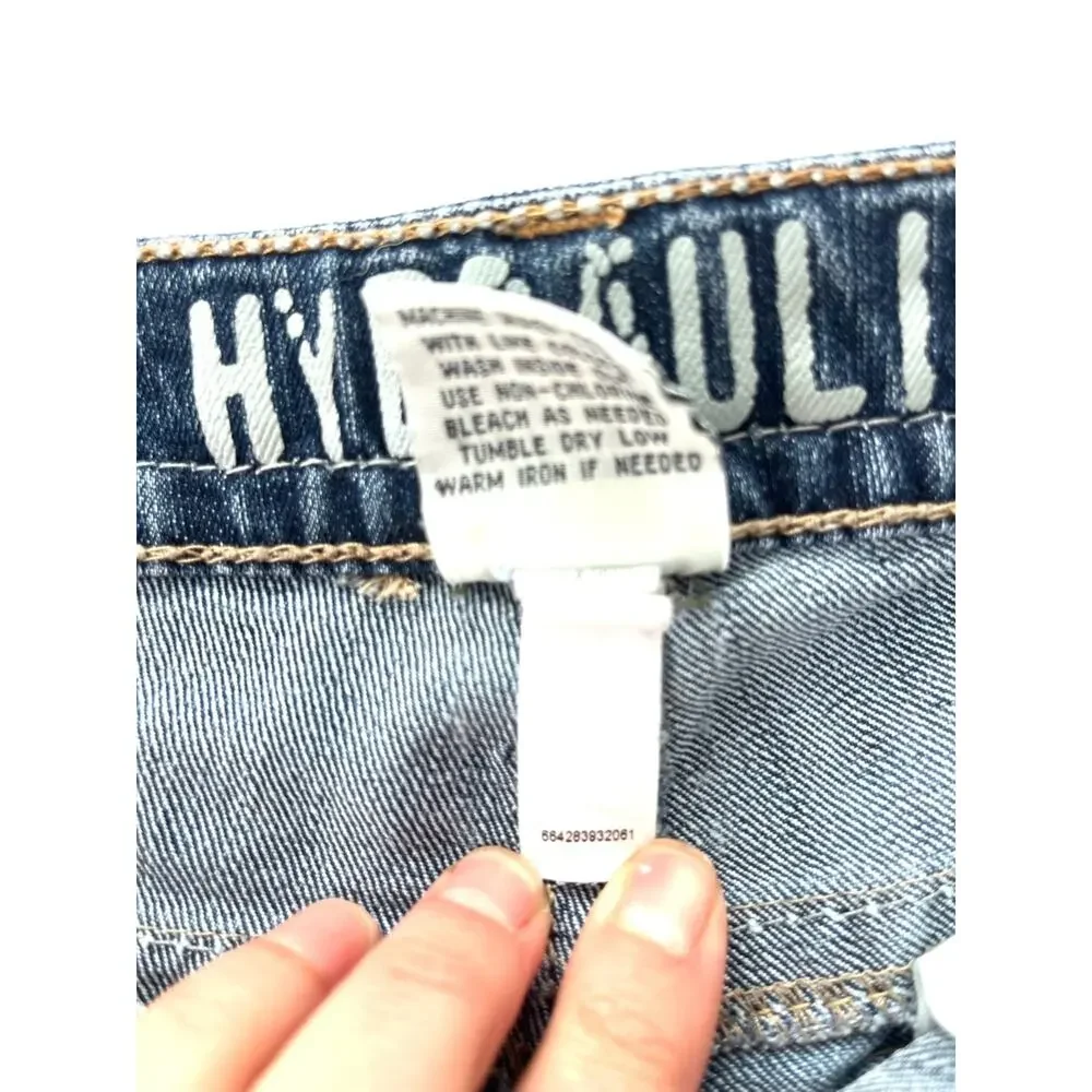y2K Hydraulic Women's Jean Shorts Embellished Back Flap Pockets White Stitching